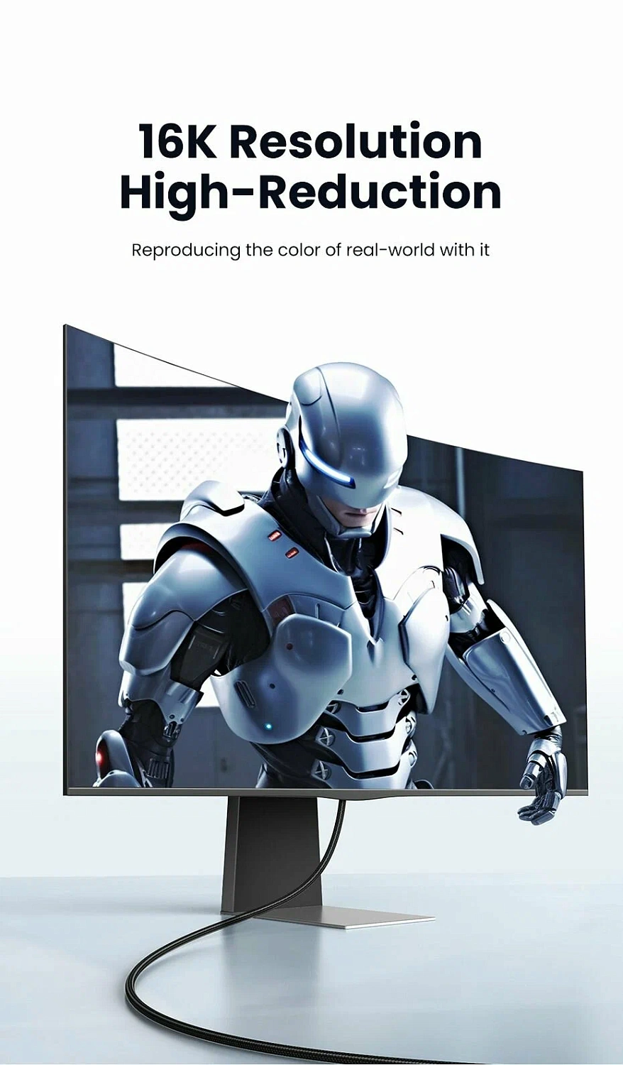 15383 Кабель Ugreen DP118 DisplayPort 2.1, 16K 30Hz, 1m, Цвет-серый